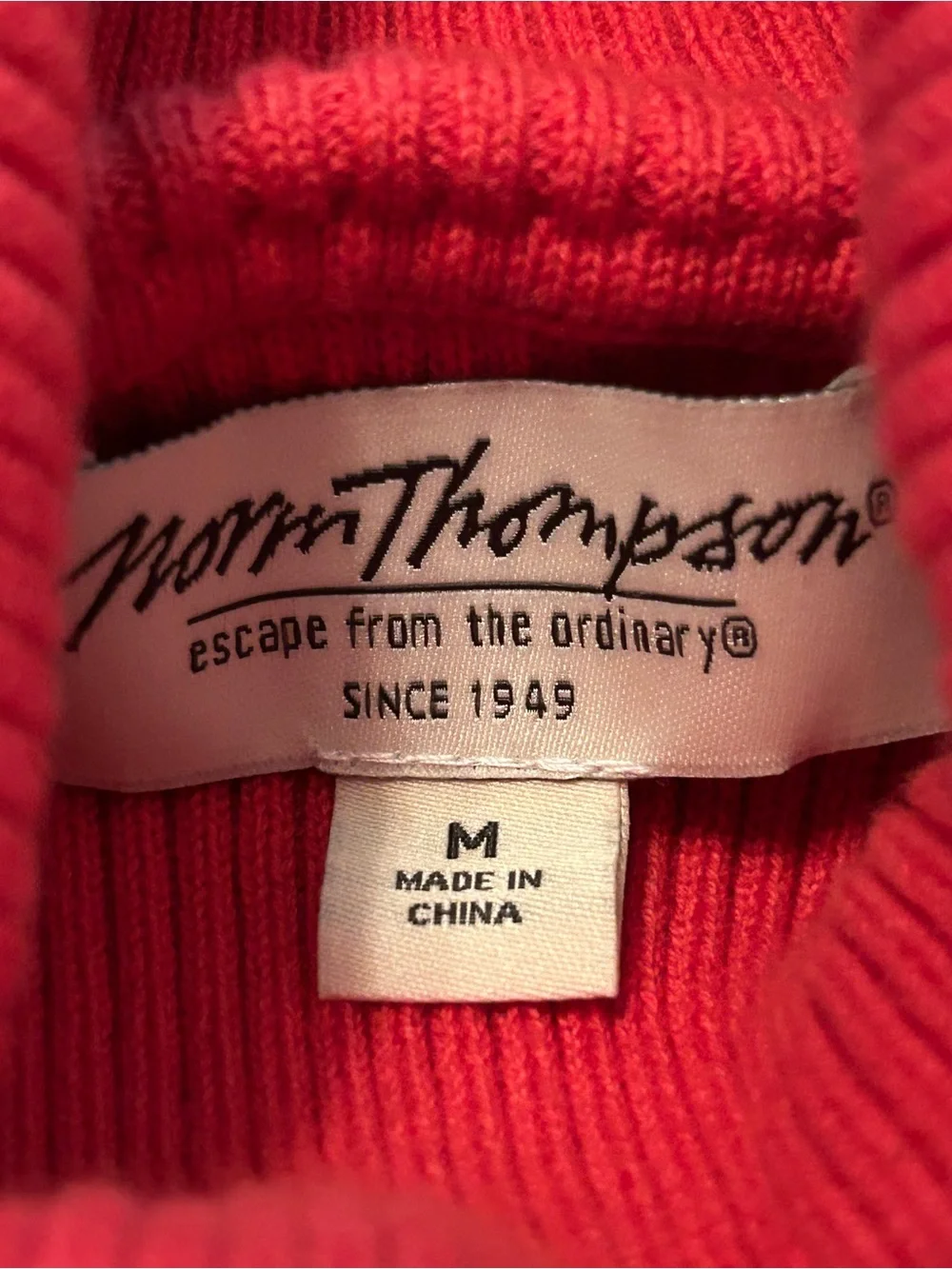 Norm Thompson Classic Ribbed Red/Orange Turtleneck Sweater